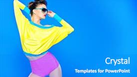  Presentation with makeup fashion model applying lipstick - Presentation consisting of fashion model posing in vivid background and a gray colored foreground