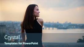  Presentation with girl model - Cool new presentation design with fashion-model-wearing-black-elegant backdrop and a ocean colored foreground