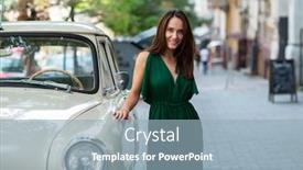  Presentation with urban green - Slide deck featuring fashion-model-wearing-green-overall background and a light blue colored foreground