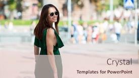  Presentation with urban green - Beautiful PPT theme featuring fashion-model-wearing-green-overall backdrop and a lemonade colored foreground