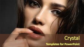  Presentation with makeup fashion model applying lipstick - Cool new theme with fashion model with a smokey backdrop and a tawny brown colored foreground