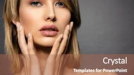  Presentation with beauty makeup - Colorful PPT theme enhanced with fashion model with a smokey backdrop and a coral colored foreground