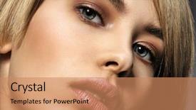  Presentation with beauty makeup - Audience pleasing slide deck consisting of fashion model with a smokey backdrop and a coral colored foreground