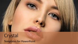  Presentation with indian woman face beauty - PPT theme featuring fashion model with a smokey background and a coral colored foreground