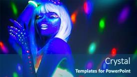  Presentation with girl design - Amazing PPT layouts having fashion-model-woman-dancing backdrop and a ocean colored foreground