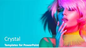  Presentation with girl design - Beautiful slides featuring fashion-model-woman-in-colorful backdrop and a teal colored foreground