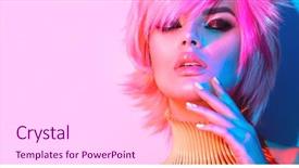  Presentation with haircut - Slide set featuring fashion model woman in colorful background and a white colored foreground