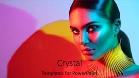  Presentation with girl design - Cool new slides with fashion model woman in colorful backdrop and a crimson colored foreground