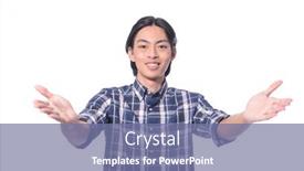  Presentation with fashion - Slide deck with fashion-model-young-man background and a seafoam green colored foreground