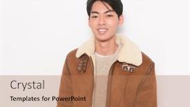  Presentation with fashion - Theme having fashion-model-young-man background and a coral colored foreground