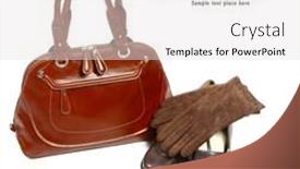  Presentation with leather shoes - PPT layouts consisting of fashion objects - stylish women's leather bag and shoes background and a sky blue colored foreground