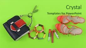  Presentation with fashion handbag - Theme consisting of fashion orange shoes and handbag background and a mint green colored foreground