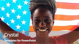  Presentation with strong black woman - Slides having fashion politics - american young black woman celebrating background and a  colored foreground