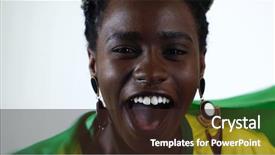  Presentation with black woman - Slide deck featuring fashion politics - brazilian young black woman celebrating background and a  colored foreground