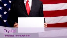  Presentation with politics - Presentation theme with fashion politics - politician or business man background and a sky blue colored foreground