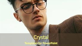  Presentation with luxury fashion outdoors - PPT theme consisting of fashion portrait man with glasses background and a tawny brown colored foreground