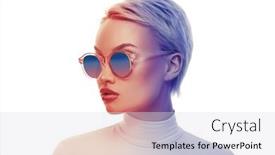  Presentation with cyberpunk - Presentation design featuring fashion-portrait-of-a-girl background and a sky blue colored foreground