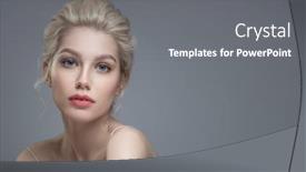  Presentation with fashion - PPT theme with fashion-portrait-of-blonde-girl background and a gray colored foreground