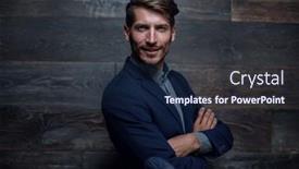  Presentation with fashion - PPT theme enhanced with fashion-portrait-of-young-businessman background and a navy blue colored foreground