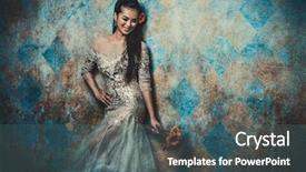 Presentation with flowers - PPT theme with fashion portrait vintage style film background and a ocean colored foreground