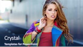  Presentation with sad woman walking - Presentation theme with fashion pout - beautiful young woman walking background and a  colored foreground