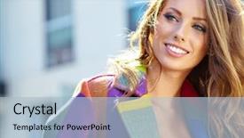  Presentation with walking young wild jaguar - Amazing slide deck having fashion pout - beautiful young woman walking backdrop and a light blue colored foreground