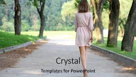  Presentation with summer - Amazing PPT theme having fashion pout - beautiful young woman walking backdrop and a light gray colored foreground