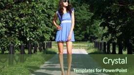  Presentation with beautiful young woman getting face - Colorful presentation enhanced with fashion pout - beautiful young woman walking backdrop and a tawny brown colored foreground