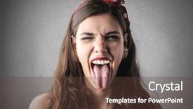  Presentation with years in the making - Colorful presentation design enhanced with fashion pout - girl making jokes backdrop and a  colored foreground