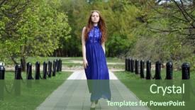  Presentation with blue - Presentation design consisting of fashion pout - young beautiful girl background and a  colored foreground