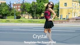  Presentation with black woman at gas station - Theme featuring fashion pout - young brunette woman in black background and a mint green colored foreground