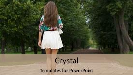  Presentation with white and black woman climbing ladders - PPT theme enhanced with fashion pout - young happy brunette woman background and a coral colored foreground