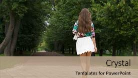  Presentation with white and black woman climbing ladders - Beautiful slides featuring fashion pout - young happy brunette woman backdrop and a coral colored foreground