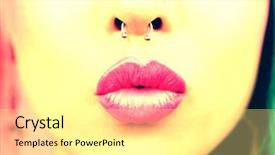  Presentation with lips - Colorful slides enhanced with fashion pout - young woman puckering her lips backdrop and a white colored foreground