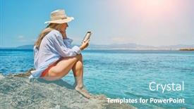  Presentation with lifestyle - Theme featuring fashion-pretty-woman-outdoors-lifestyle background and a light blue colored foreground