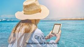  Presentation with lifestyle - Theme featuring fashion-pretty-woman-outdoors-lifestyle background and a light blue colored foreground