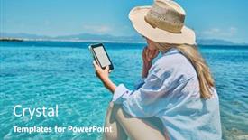  Presentation with lifestyle - Slides with fashion-pretty-woman-outdoors-lifestyle background and a teal colored foreground