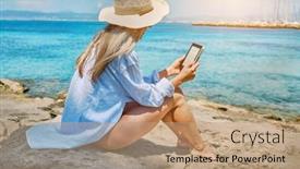  Presentation with lifestyle - Slides consisting of fashion-pretty-woman-outdoors-lifestyle background and a coral colored foreground