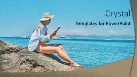  Presentation with lifestyle - Presentation theme consisting of fashion-pretty-woman-outdoors-lifestyle background and a light blue colored foreground