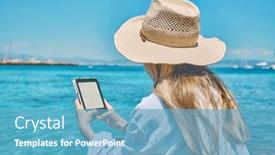  Presentation with wide - Presentation theme enhanced with fashion-pretty-woman-outdoors-lifestyle background and a teal colored foreground