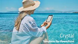  Presentation with lifestyle - Slides with fashion-pretty-woman-outdoors-lifestyle background and a teal colored foreground