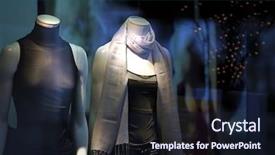  Presentation with boutique - Beautiful slide deck featuring fashion retailer - close up boutique display window backdrop and a wine colored foreground