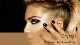  Presentation with girl model - Beautiful slide deck featuring fashion rocker style model girl backdrop and a coral colored foreground