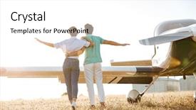  Presentation with couple - Beautiful presentation theme featuring fashion runway - back view of beautiful young backdrop and a white colored foreground