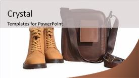  Presentation with leather shoes - Audience pleasing slides consisting of fashion runway - brown leather bag with leather backdrop and a light gray colored foreground