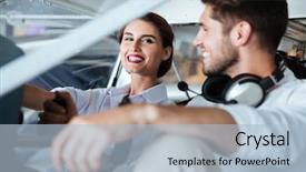  Presentation with runway fashion - Colorful PPT theme enhanced with fashion runway - happy young couple sitting backdrop and a light blue colored foreground