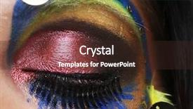  Presentation with eye - Presentation theme featuring fashion runway - macro close-up of beautiful female background and a wine colored foreground