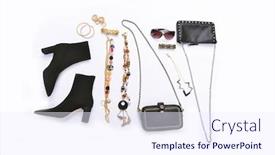  Presentation with fashion accessories - Presentation design consisting of fashion-set-of-woman-s background and a sky blue colored foreground