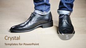  Presentation with leather bags - Beautiful slide deck featuring fashion shoes - fashionable shoe and bags leather backdrop and a lemonade colored foreground