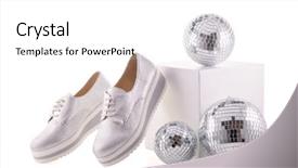  Presentation with fashion shoes - Amazing slide deck having fashion shoes new modern silvery backdrop and a white colored foreground